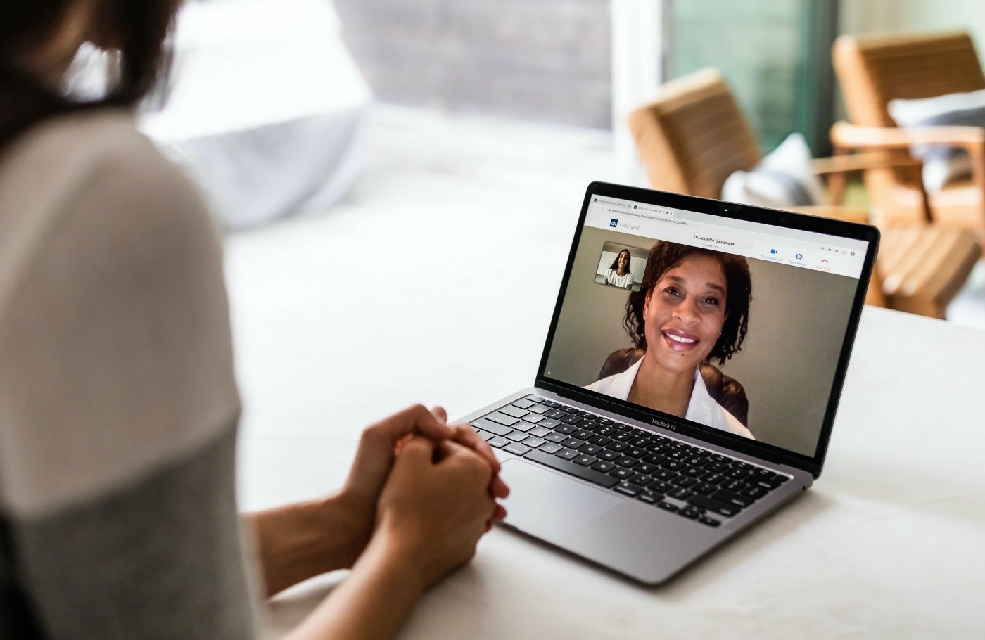 A person having a telemedicine appointment