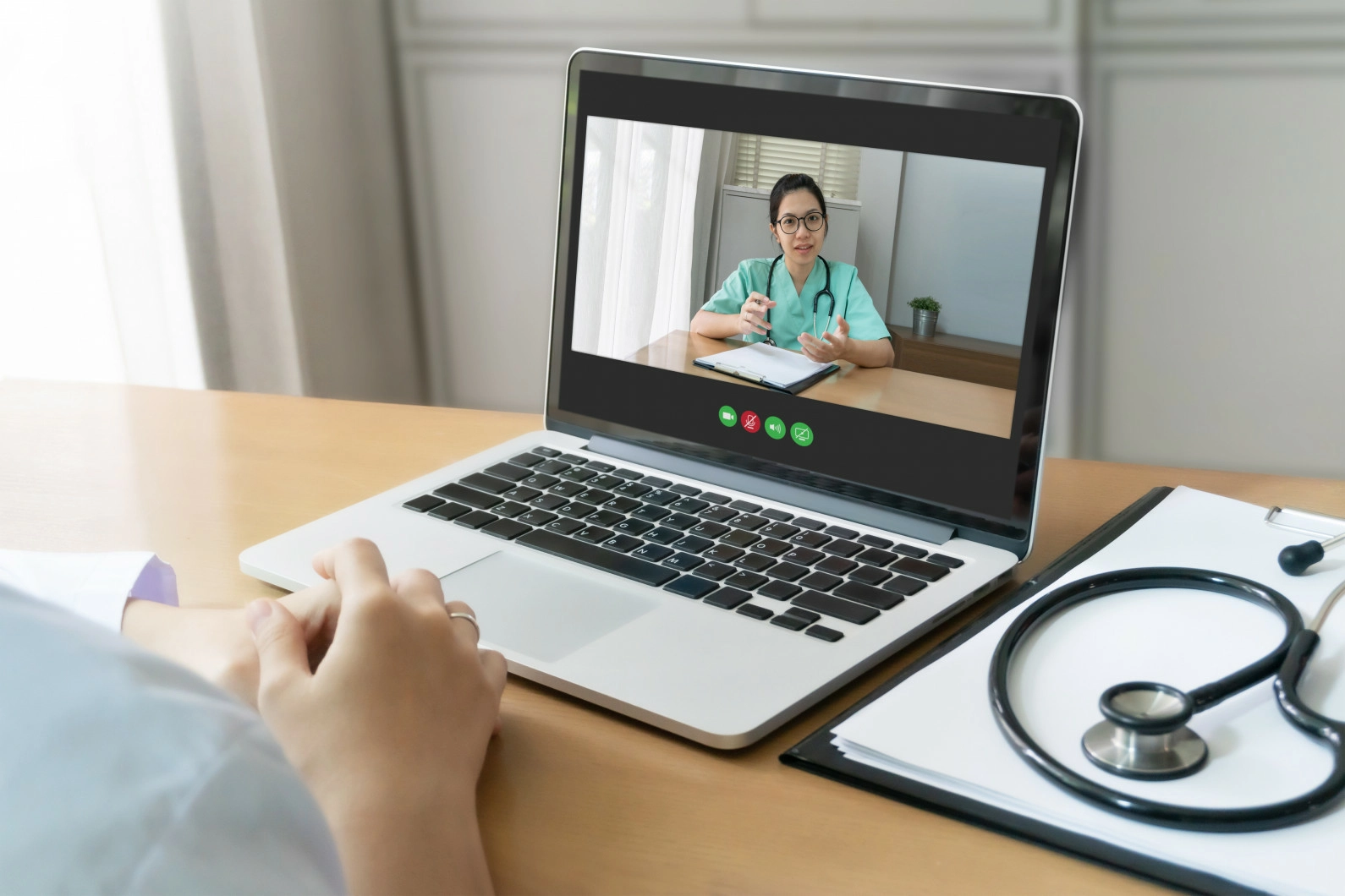 A person having a telemedicine appointment
