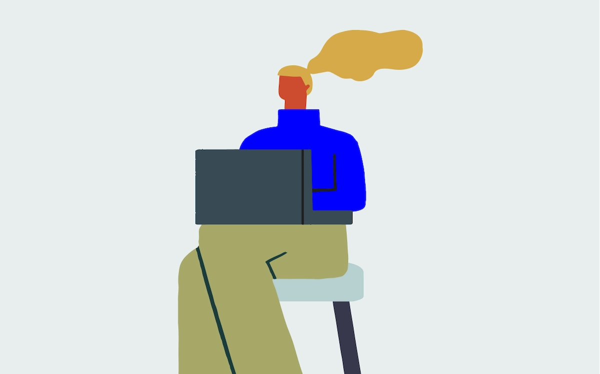 illustration of woman sitting on chair working on laptop