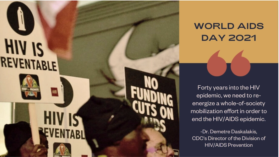 HIV funding signs for World Aids Day 2021