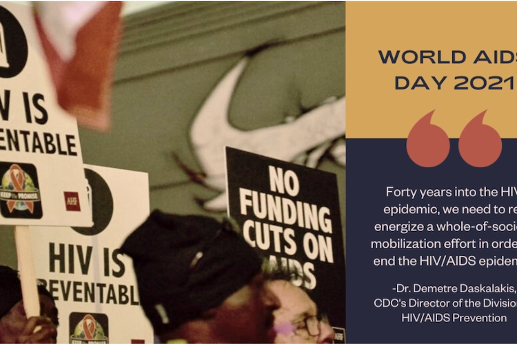 HIV funding signs for World Aids Day 2021