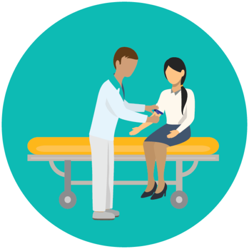 illustration of doctor taking patient's blood pressure