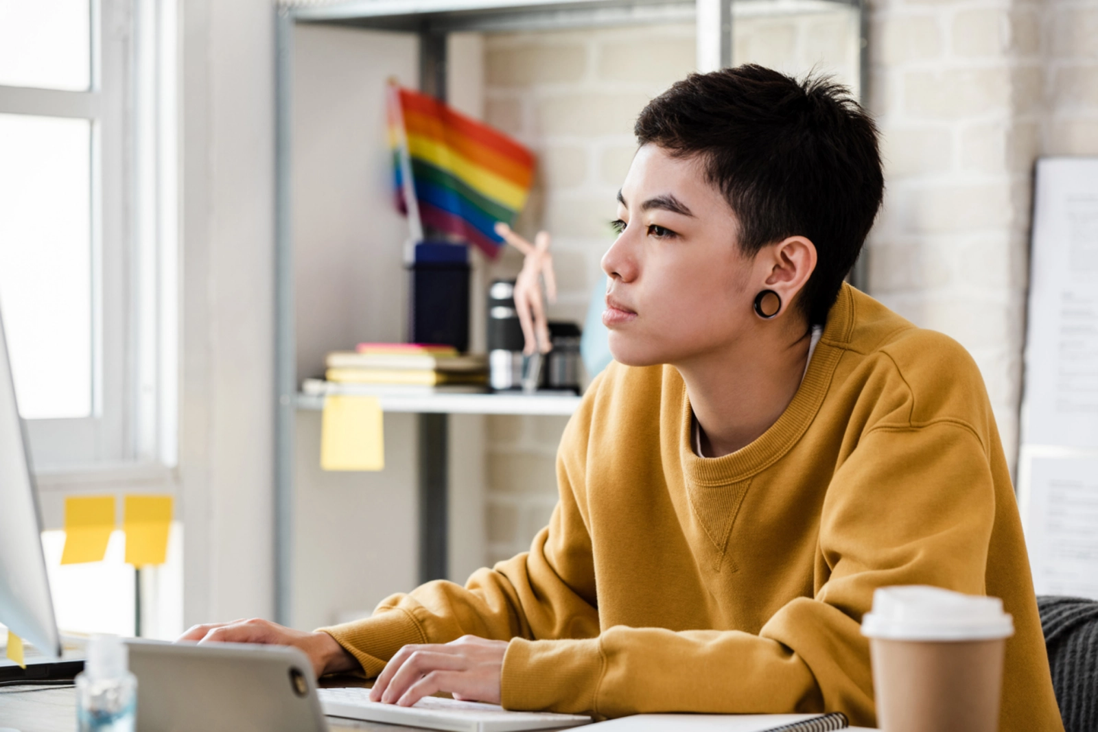 Person sitting at a desk
