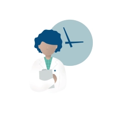 Illustration of doctor and clock