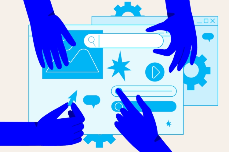 illustration of hands on a computer browser