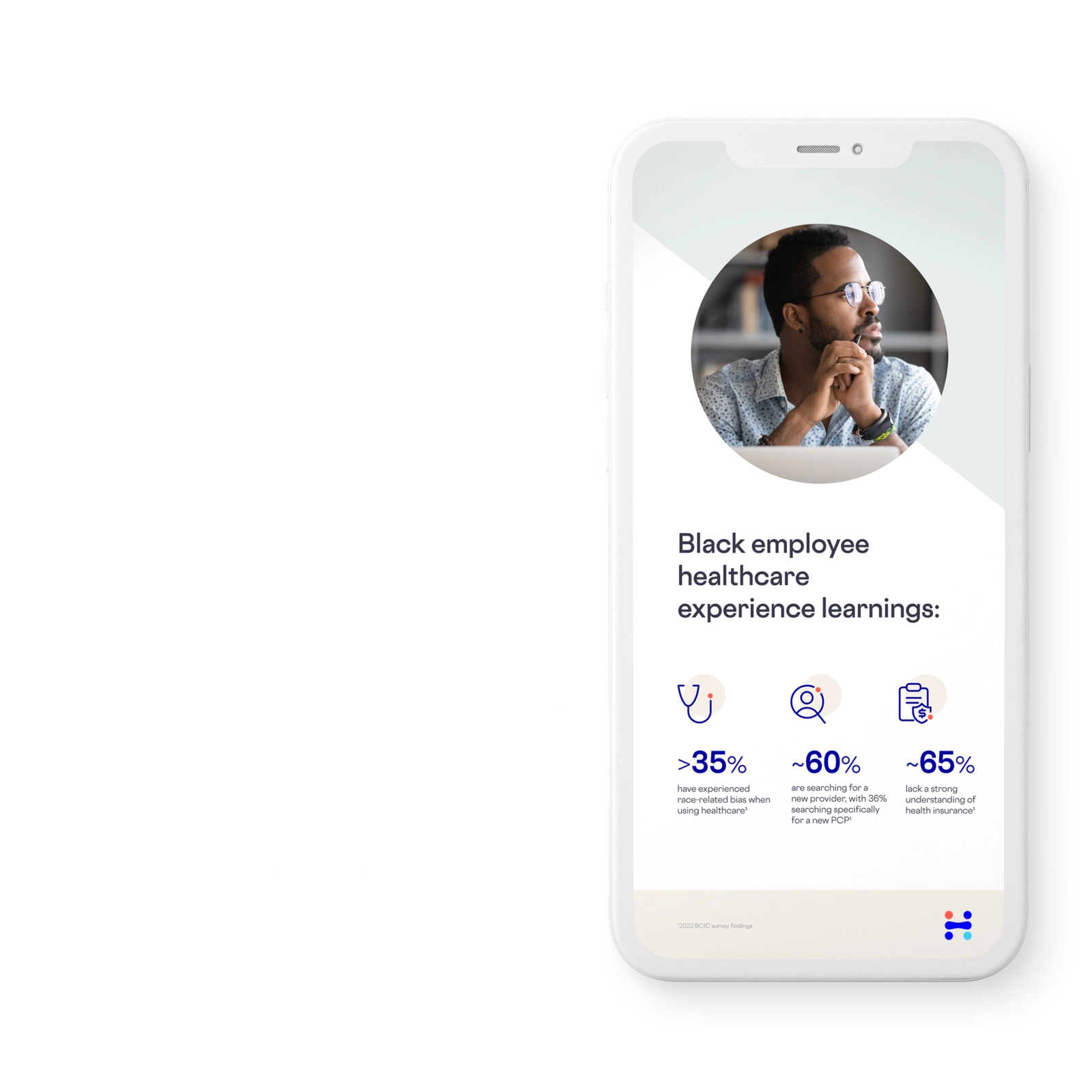 black employee healthcare image on smartphone