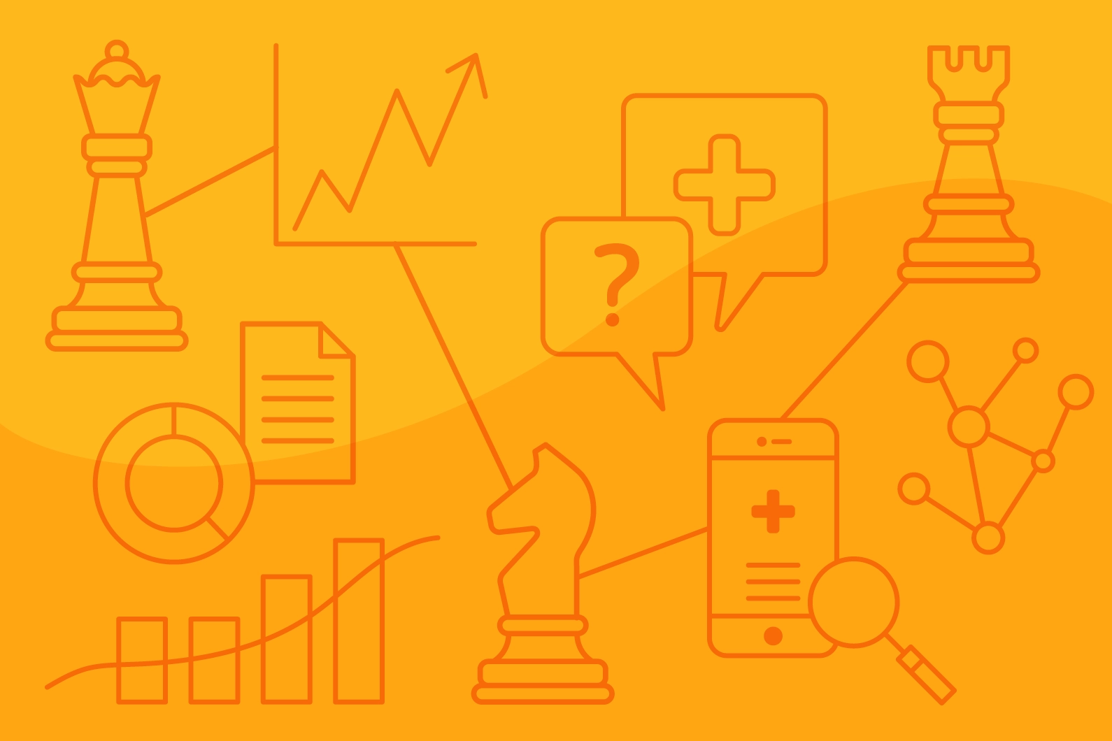 image of chess knights and medical icons