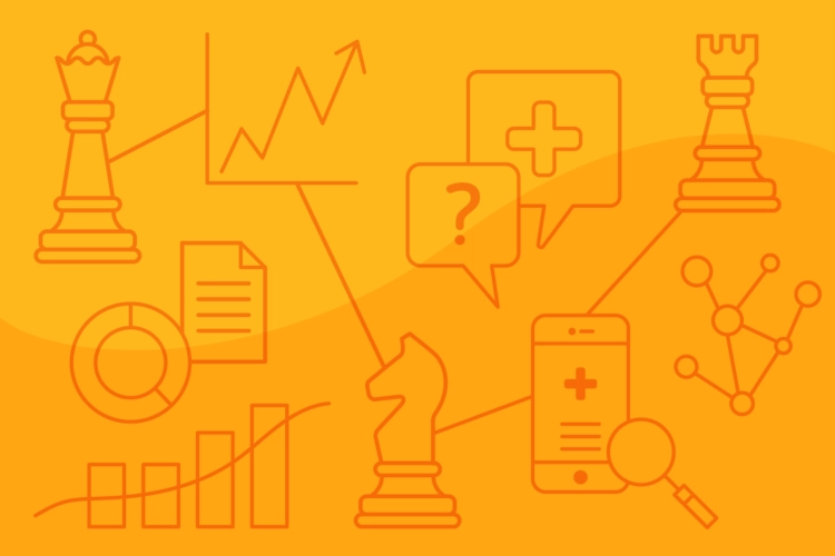 image of chess knights and medical icons