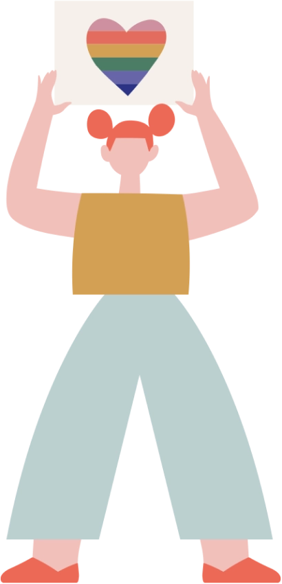 child with heart pride sign illustration