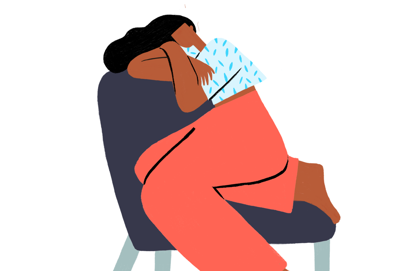 illustration of woman napping in a chair