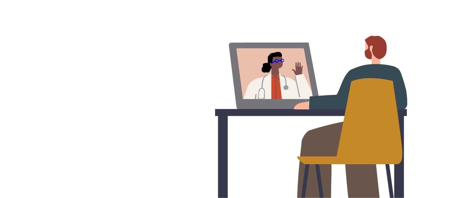 Illustration of telemedicine call on computer