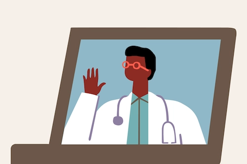 Illustration of doctor on computer