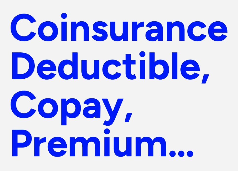 health terms coinsurance, deductible, copay and premium
