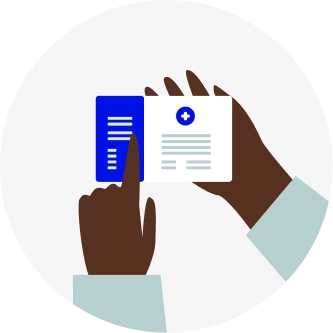 Illustration of hands holding insurance card