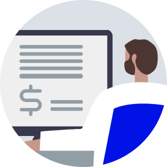 Illustration of person sitting in front of computer