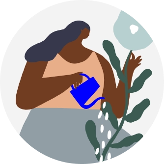 woman watering flowers