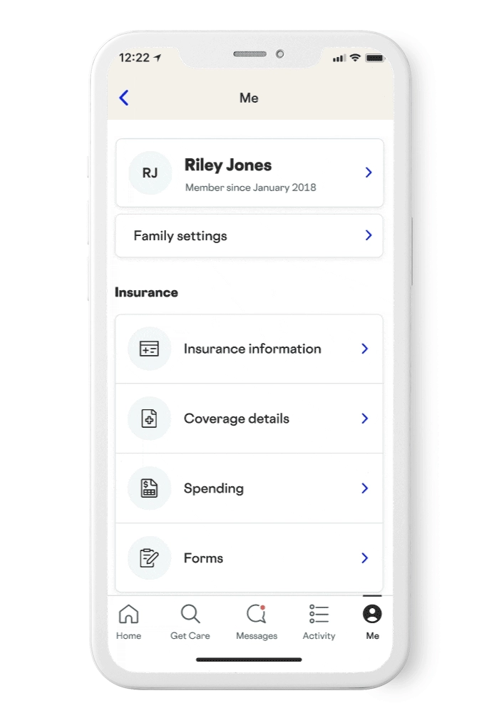 a mobile phone displaying how to add a family member on Included Health