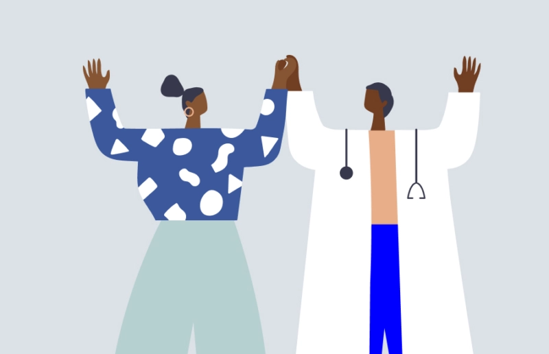 Illustration of two people holding hands