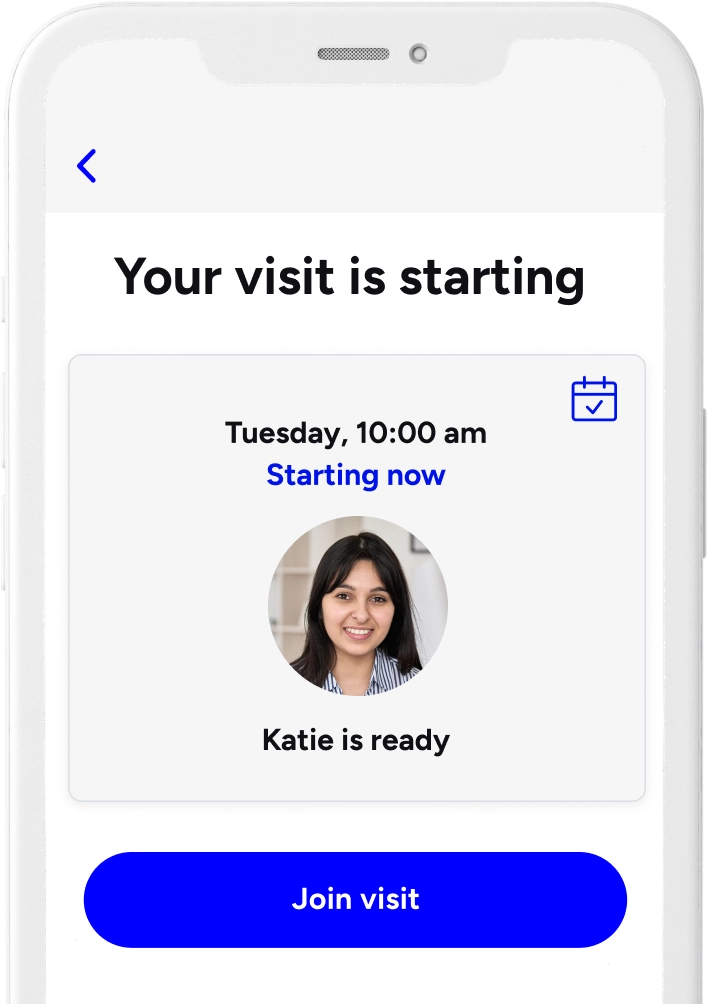 A virtual therapy call starting now.