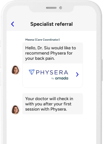 Specialist referral on the Included Health app screen
