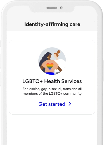 Identity affirming care on the Included Health app screen