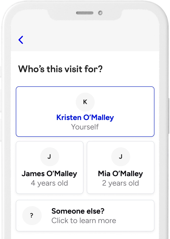 Screenshot of app showing Member Care