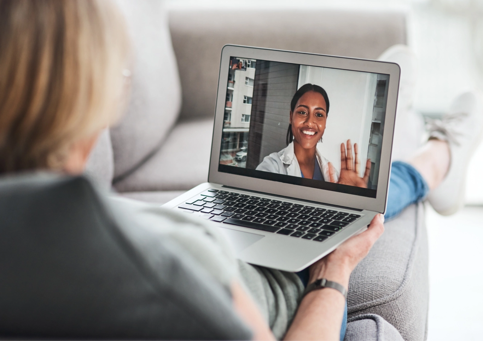 virtual care visit on laptop