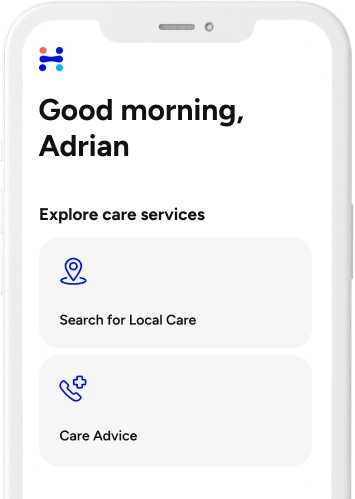 explore care services on home screen of Included Health app
