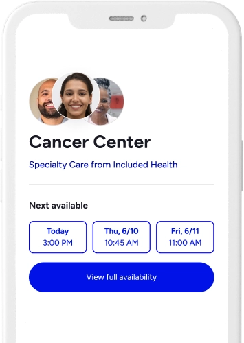 cancer center on the Included Health app