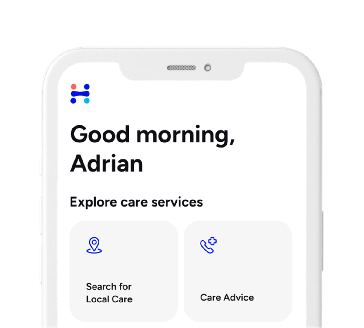 Welcome screen on the Included Health app
