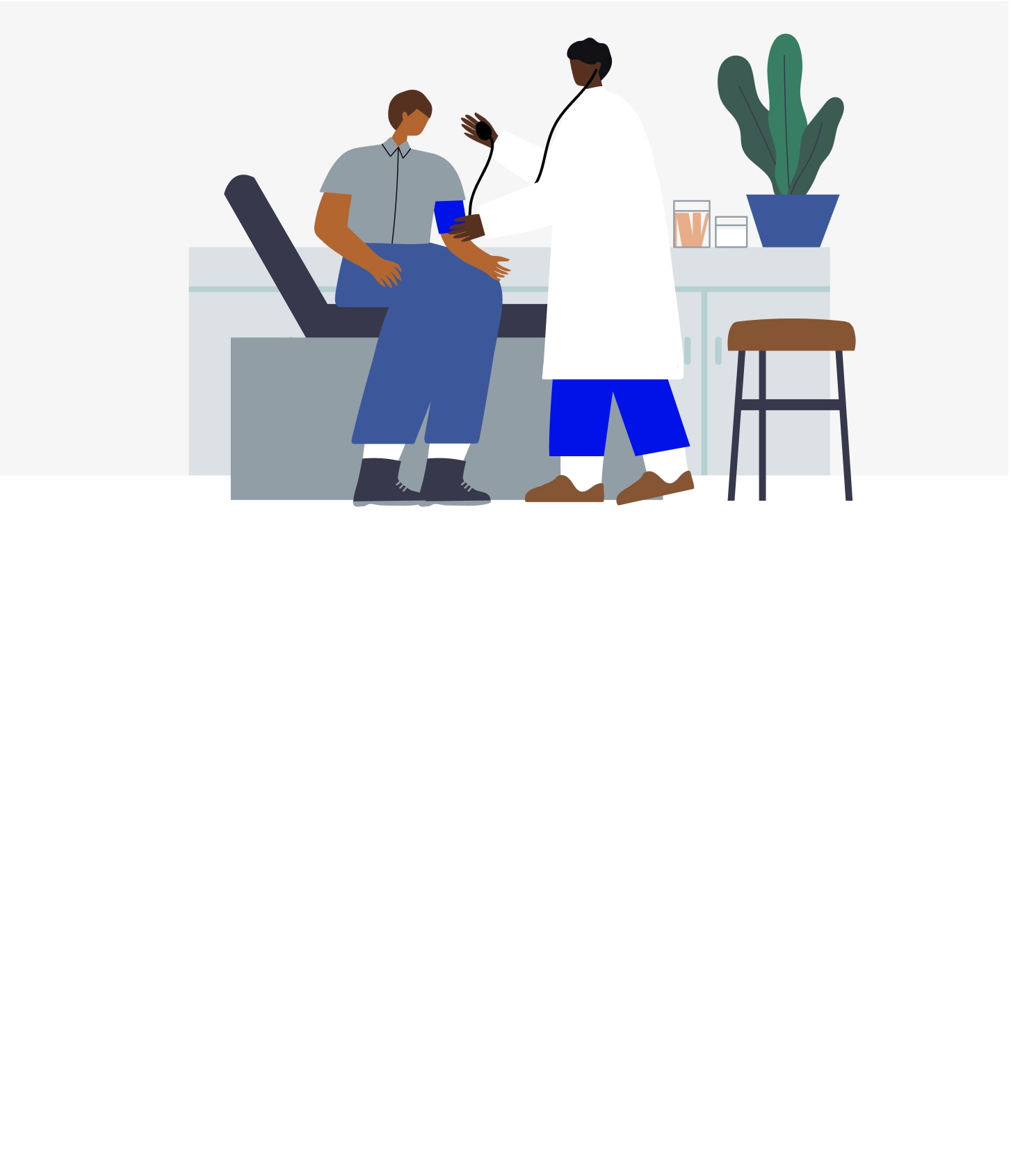 Illustration of two persons in doctors office