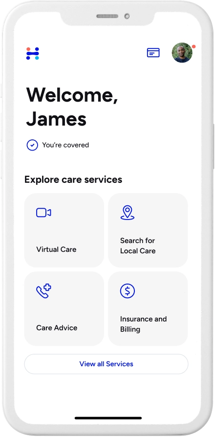 Welcome screen on the Included Health app.
