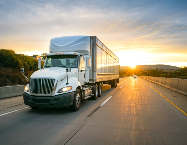 Large truck driving on highway