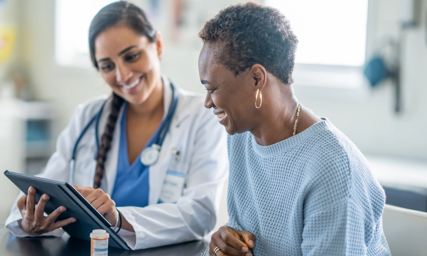 a doctor talking to her patient.
