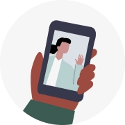 icon illustration of hand holding mobile phone
