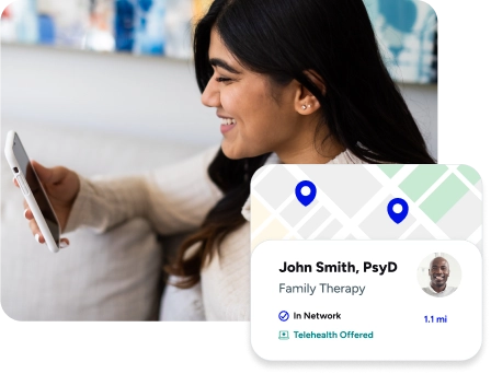 Young woman using the Included Health app to get convenient support.