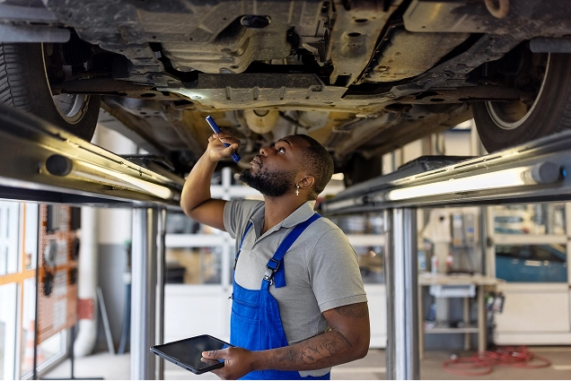 Man working on automobile