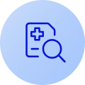 icon of magnifying glass on top of medical bill