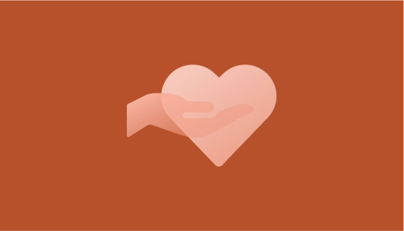 An illustration of a transparent hand holding a translucent heart, symbolizing care, health, empathy, or medical support.