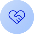 icon of handshake in the shape of a heart
