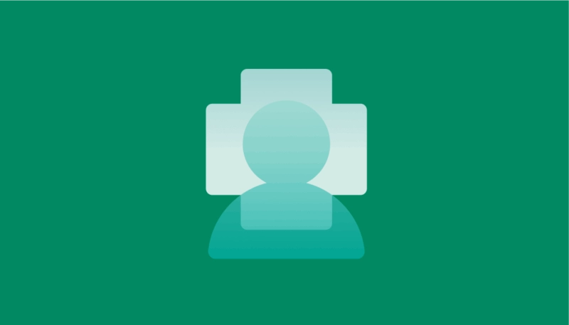 An illustration of a translucent human silhouette overlaid by a bold, stylized medical cross on a green background, symbolizing clinical care, health, or medical guidance.