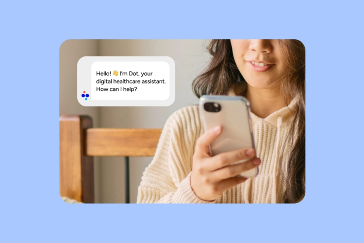 Woman interacting with Dot on her phone