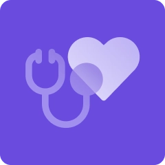 Purple stethoscope and heart illustration
