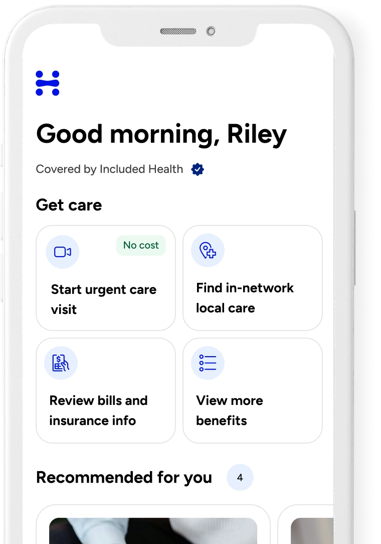 A mobile app screen on a smartphone displaying the main dashboard.