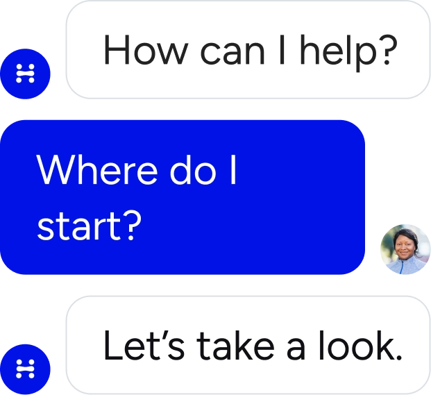 A woman speaking with the Included Health Care Team via chat functionality.