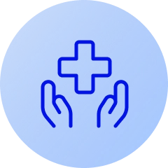 Blue medical care icon