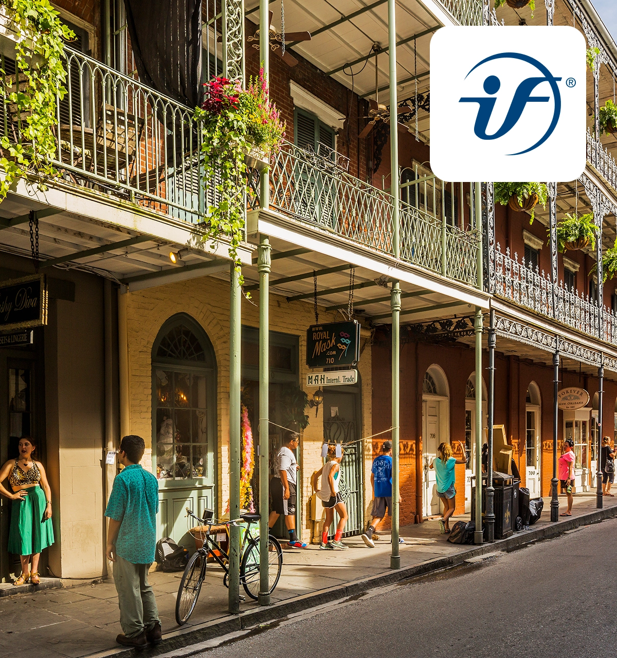 Photo of downtown New Orleans featuring IFEBP logo